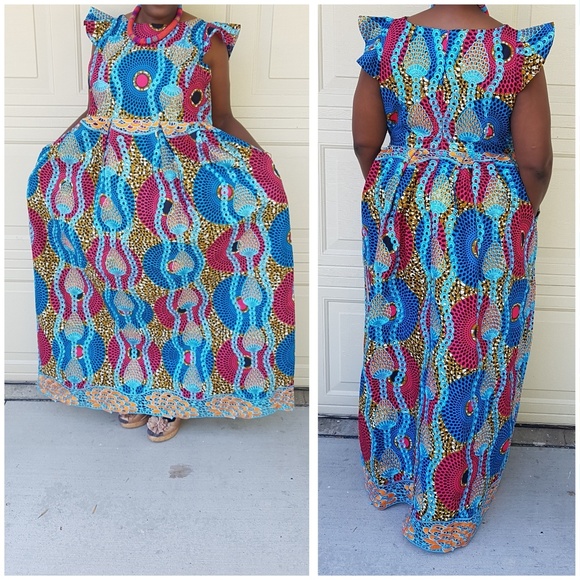Embroidered African Prints Dress - Picture 5 of 6
